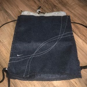 Nike blue and white mesh and felt backpack